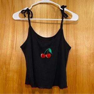Cherry Black Tie Tank Size L